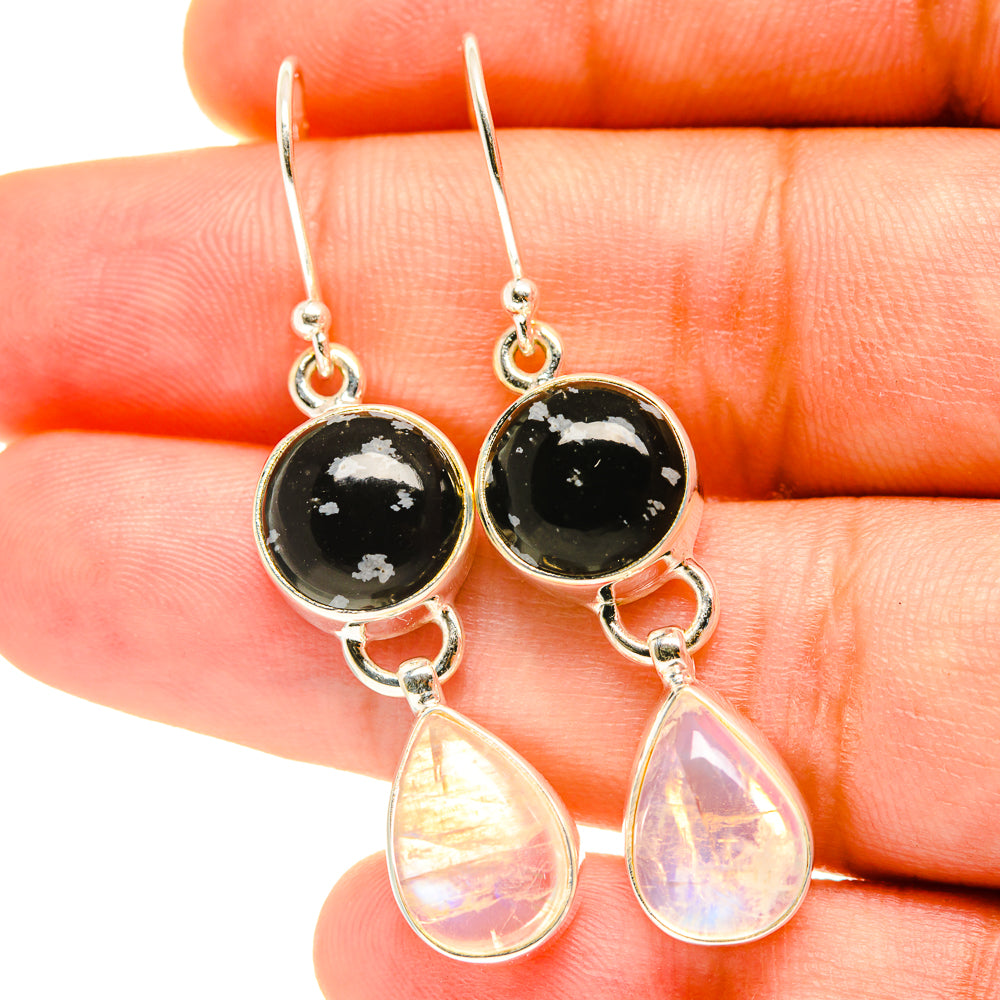Snowflake Obsidian Earrings handcrafted by Anasilvercos - EARR417465