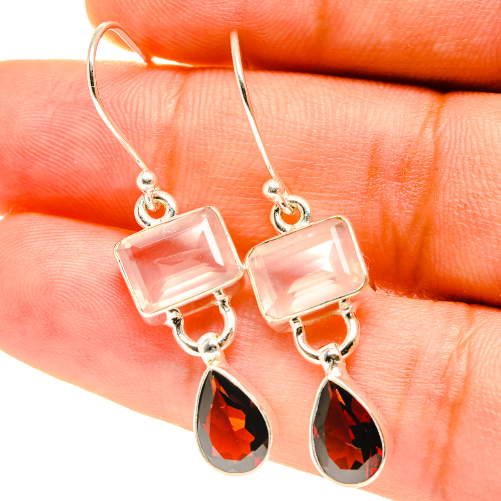 Rose Quartz Earrings handcrafted by Anasilvercos - EARR417475