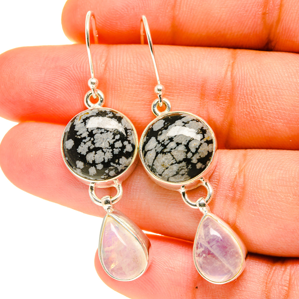 Snowflake Obsidian Earrings handcrafted by Anasilvercos - EARR417479