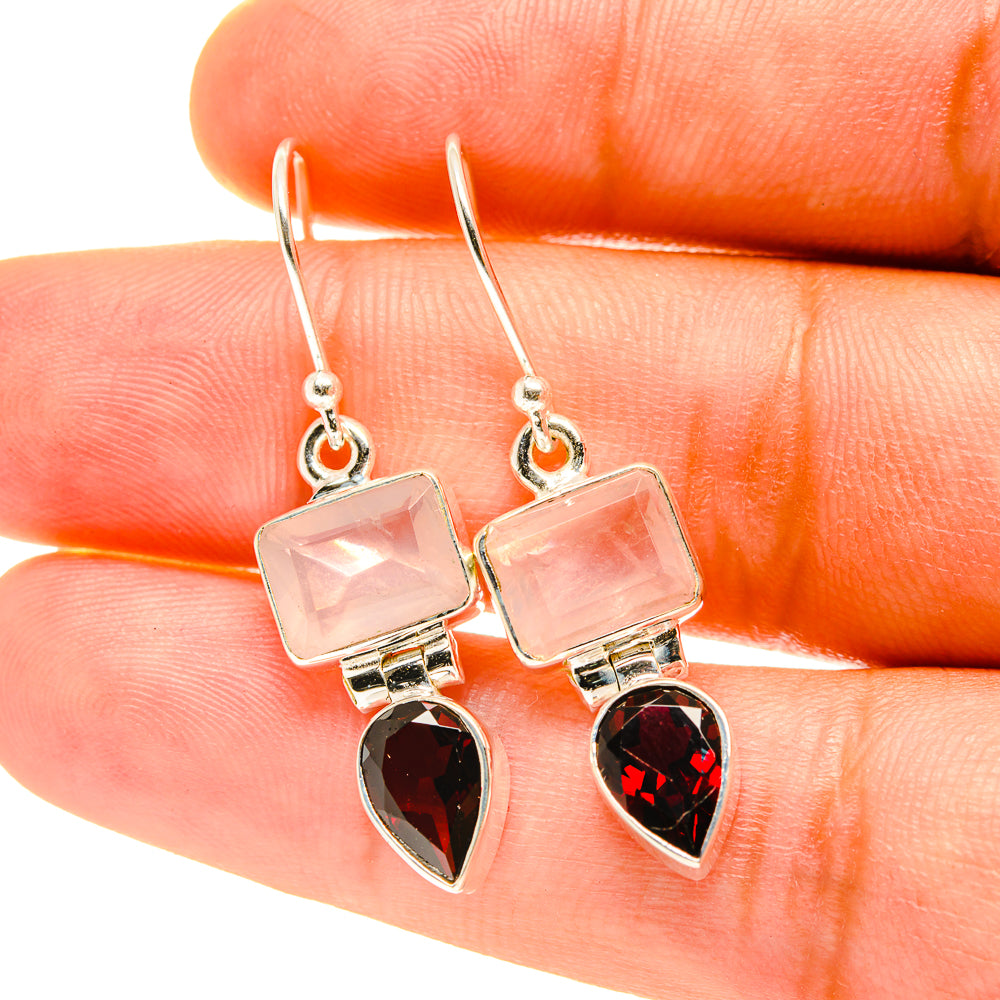 Rose Quartz Earrings handcrafted by Anasilvercos - EARR417482