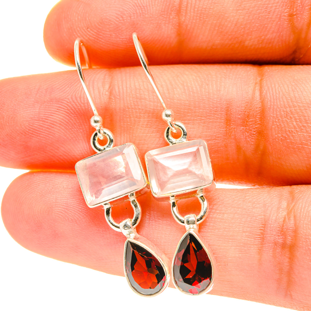Rose Quartz Earrings handcrafted by Anasilvercos - EARR417488