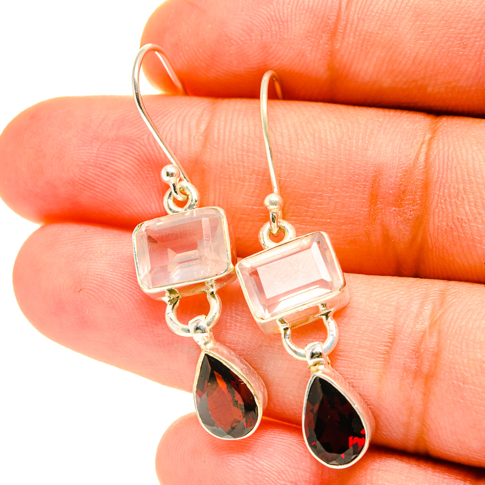 Rose Quartz Earrings handcrafted by Anasilvercos - EARR417490