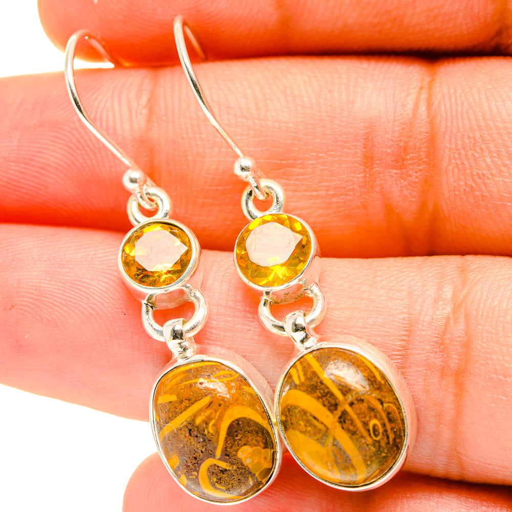 Palm Wood Jasper Earrings handcrafted by Anasilvercos - EARR417492