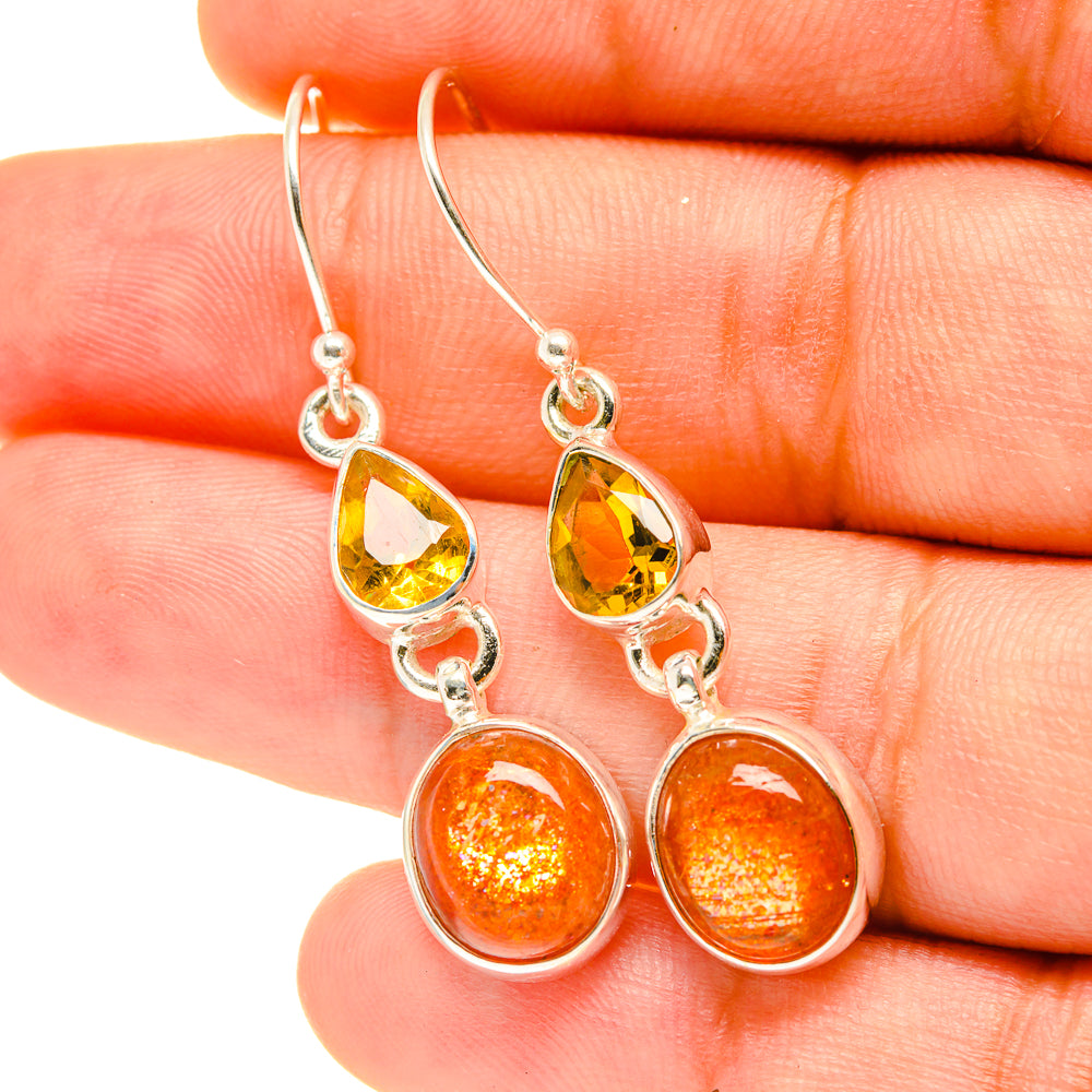 Sunstone Earrings handcrafted by Anasilvercos - EARR417503