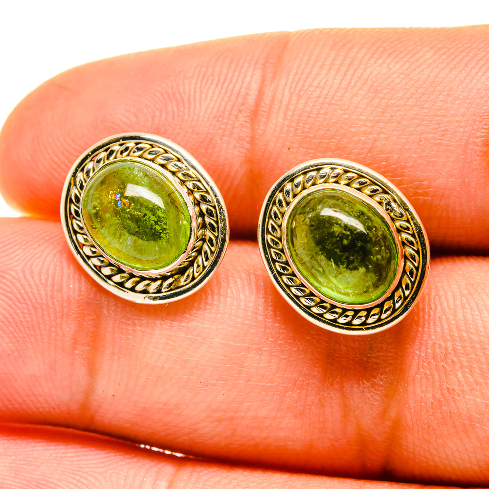 Green Tourmaline Earrings handcrafted by Anasilvercos - EARR417506