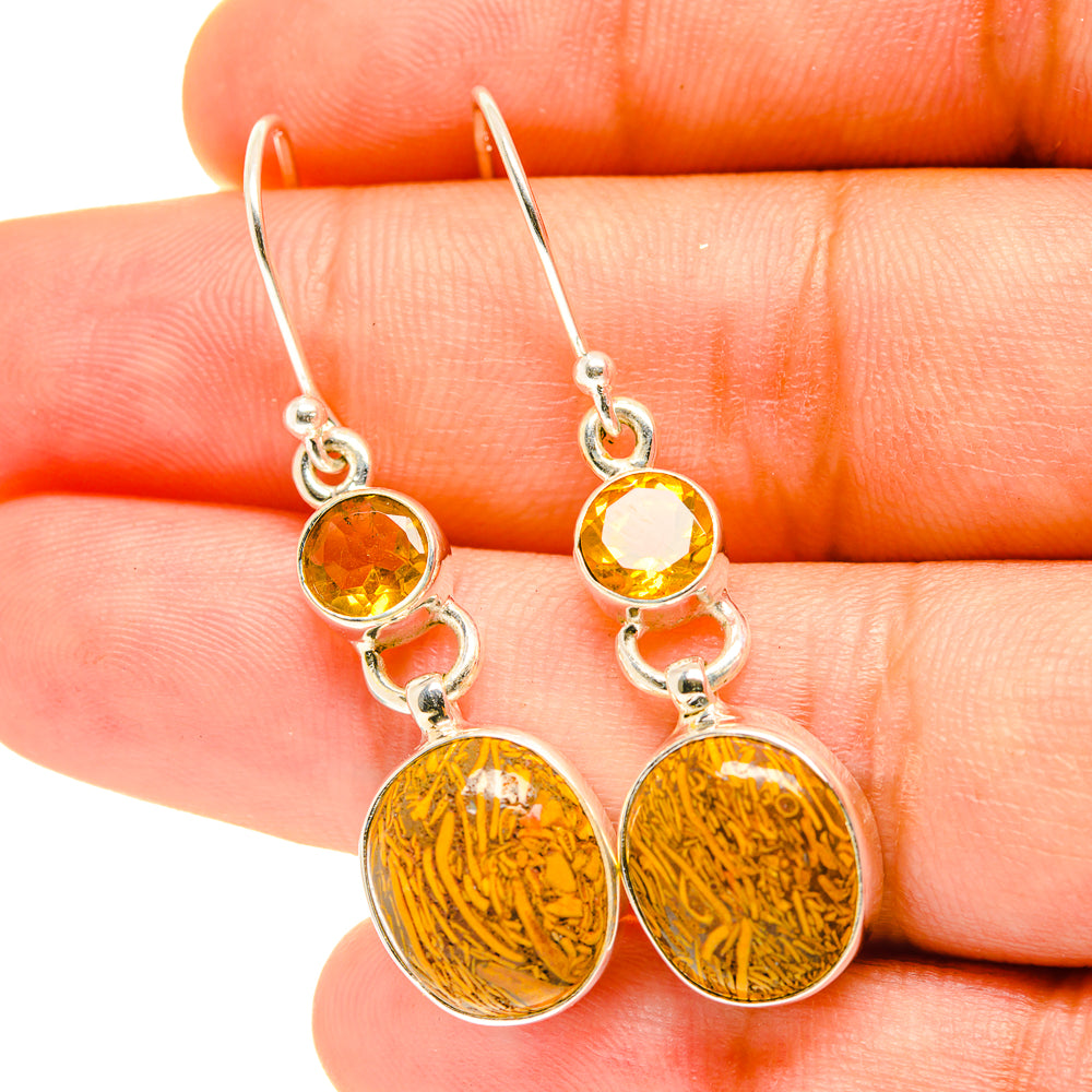 Palm Wood Jasper Earrings handcrafted by Anasilvercos - EARR417509