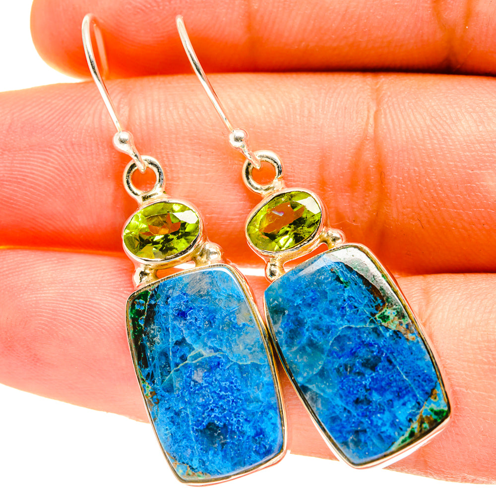 Chrysocolla In Quartz Earrings handcrafted by Anasilvercos - EARR417512