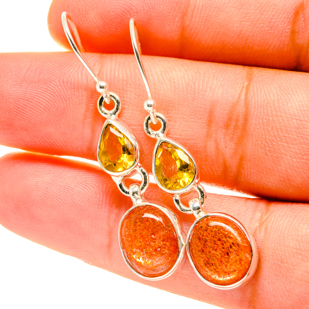 Sunstone Earrings handcrafted by Anasilvercos - EARR417514