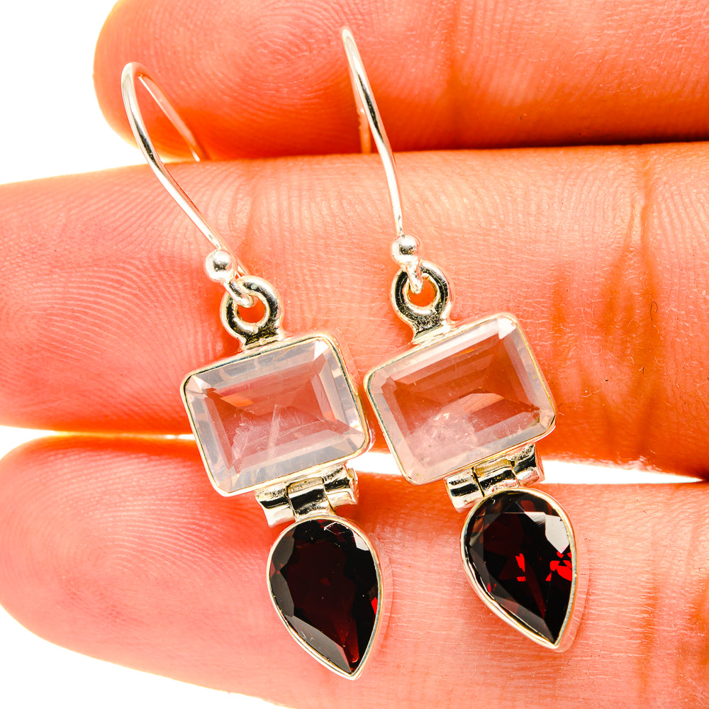 Rose Quartz Earrings handcrafted by Anasilvercos - EARR417516