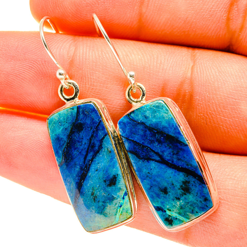 Chrysocolla In Quartz Earrings handcrafted by Anasilvercos - EARR417519