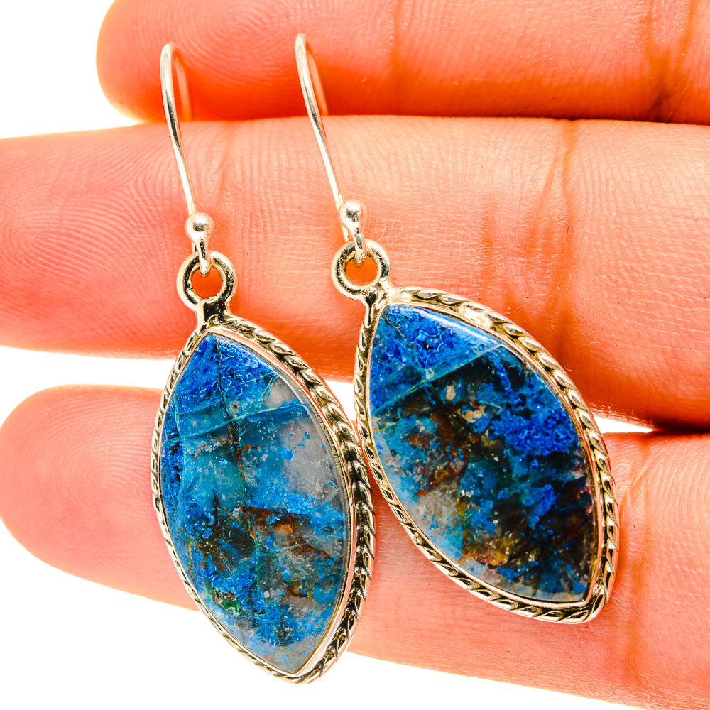 Chrysocolla In Quartz Earrings handcrafted by Anasilvercos - EARR417521