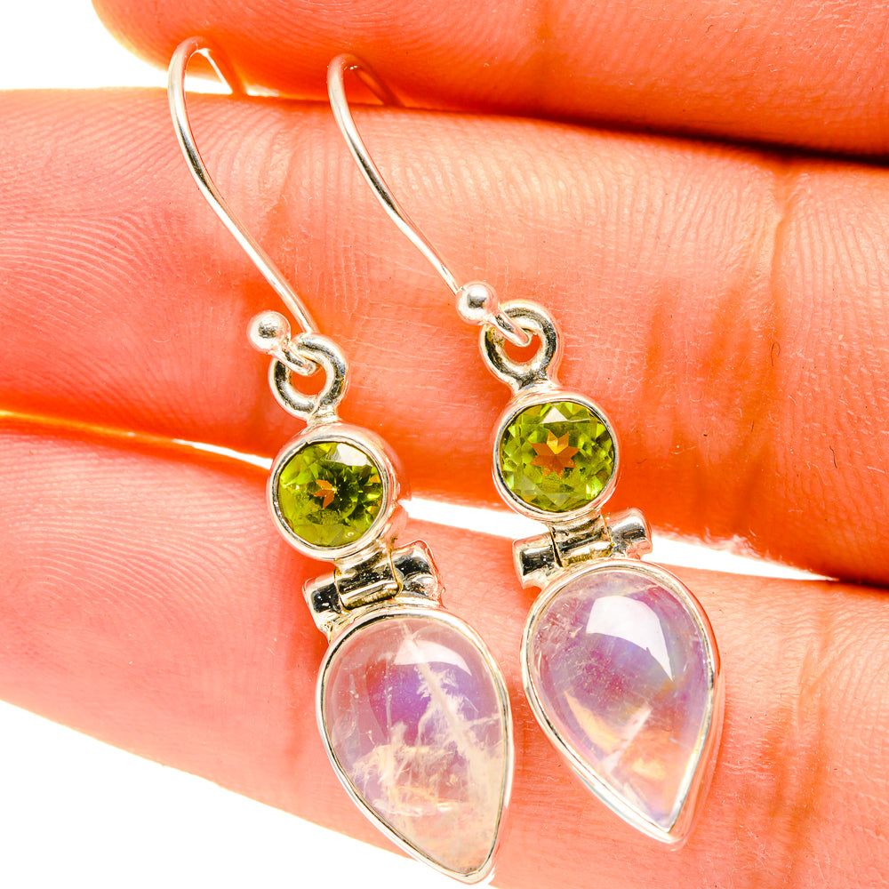 Rainbow Moonstone Earrings handcrafted by Anasilvercos - EARR417523