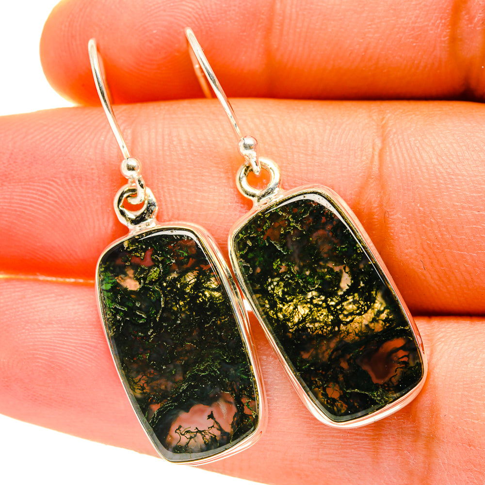 Green Moss Agate Earrings handcrafted by Anasilvercos - EARR417527