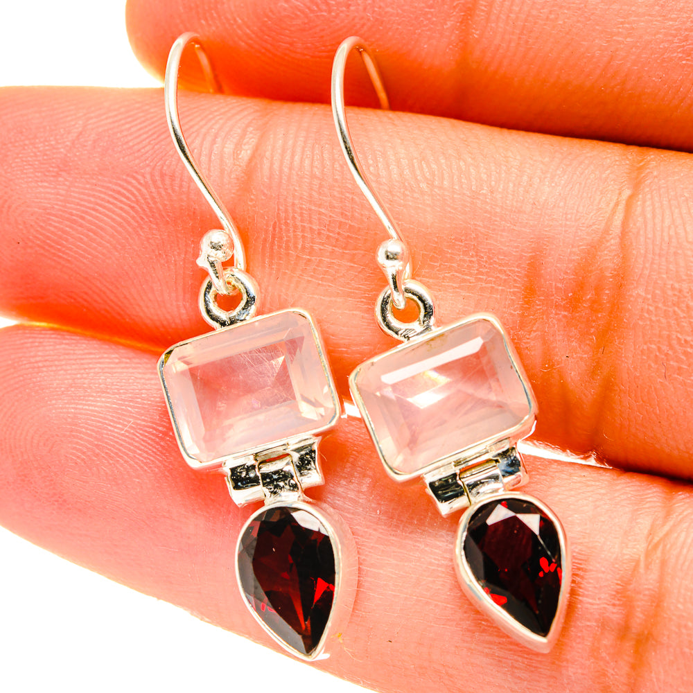 Rose Quartz Earrings handcrafted by Anasilvercos - EARR417535