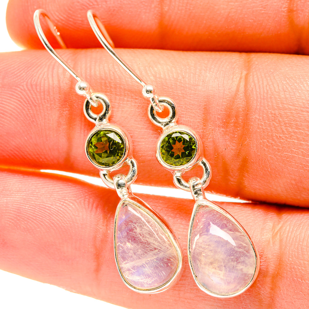 Rainbow Moonstone Earrings handcrafted by Anasilvercos - EARR417540