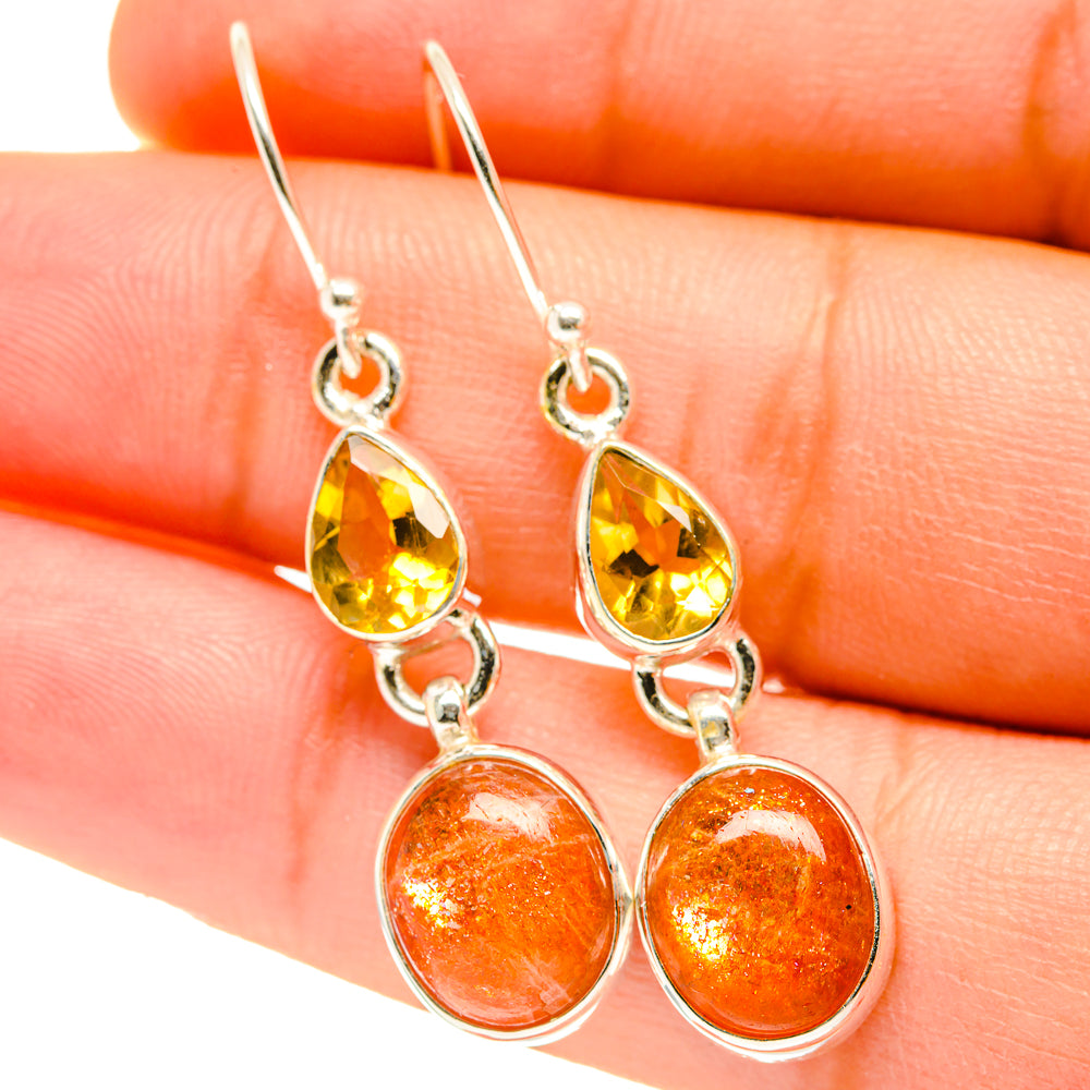 Sunstone Earrings handcrafted by Anasilvercos - EARR417555