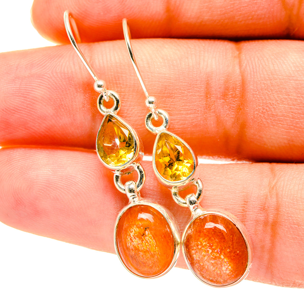 Sunstone Earrings handcrafted by Anasilvercos - EARR417564