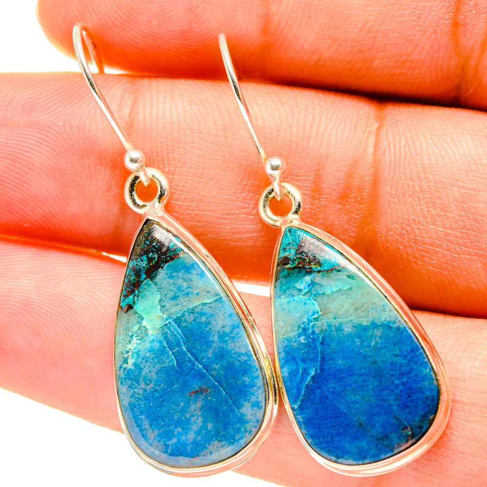 Chrysocolla In Quartz Earrings handcrafted by Anasilvercos - EARR417571