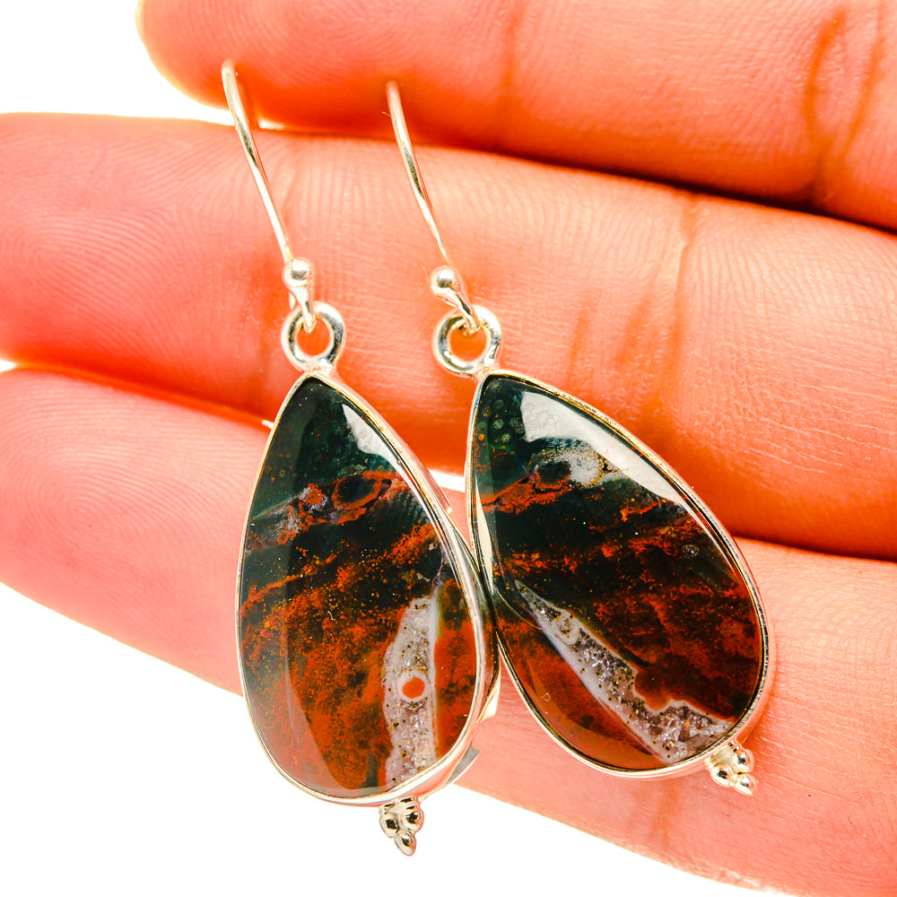 Bloodstone Earrings handcrafted by Anasilvercos - EARR417578
