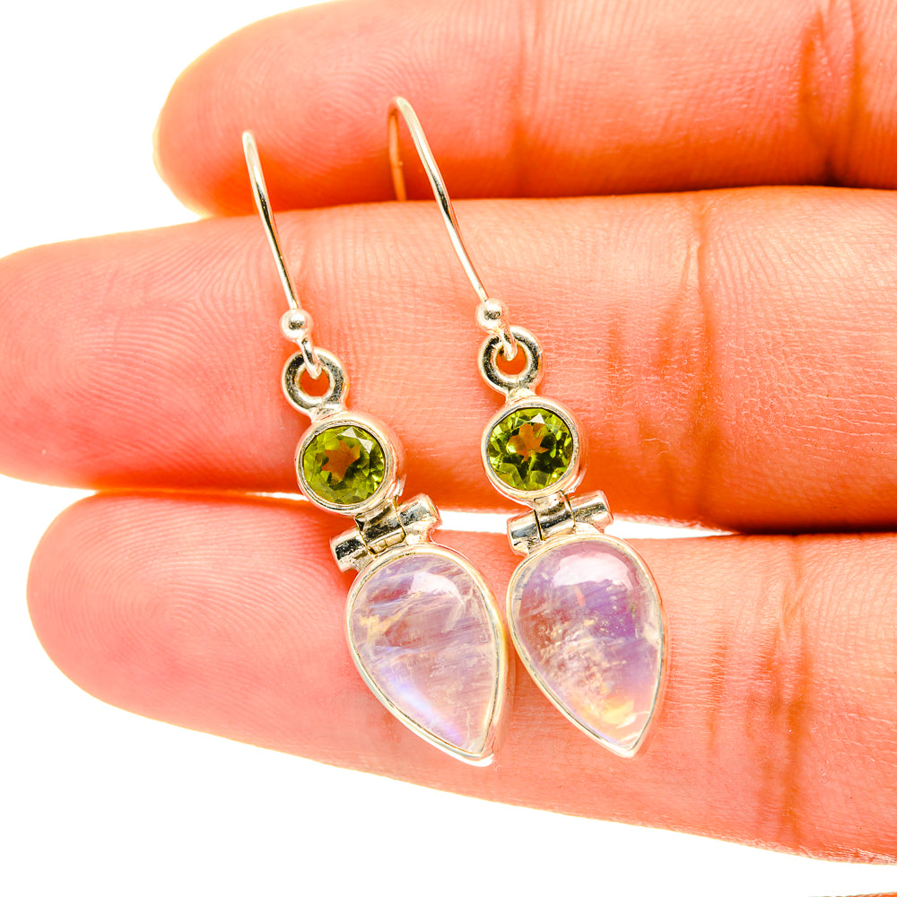 Rainbow Moonstone Earrings handcrafted by Anasilvercos - EARR417579