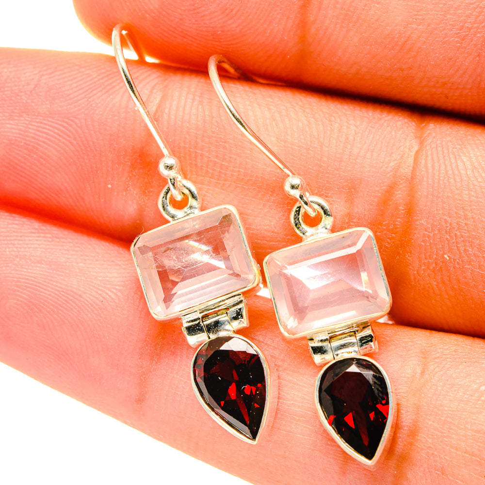 Rose Quartz Earrings handcrafted by Anasilvercos - EARR417585