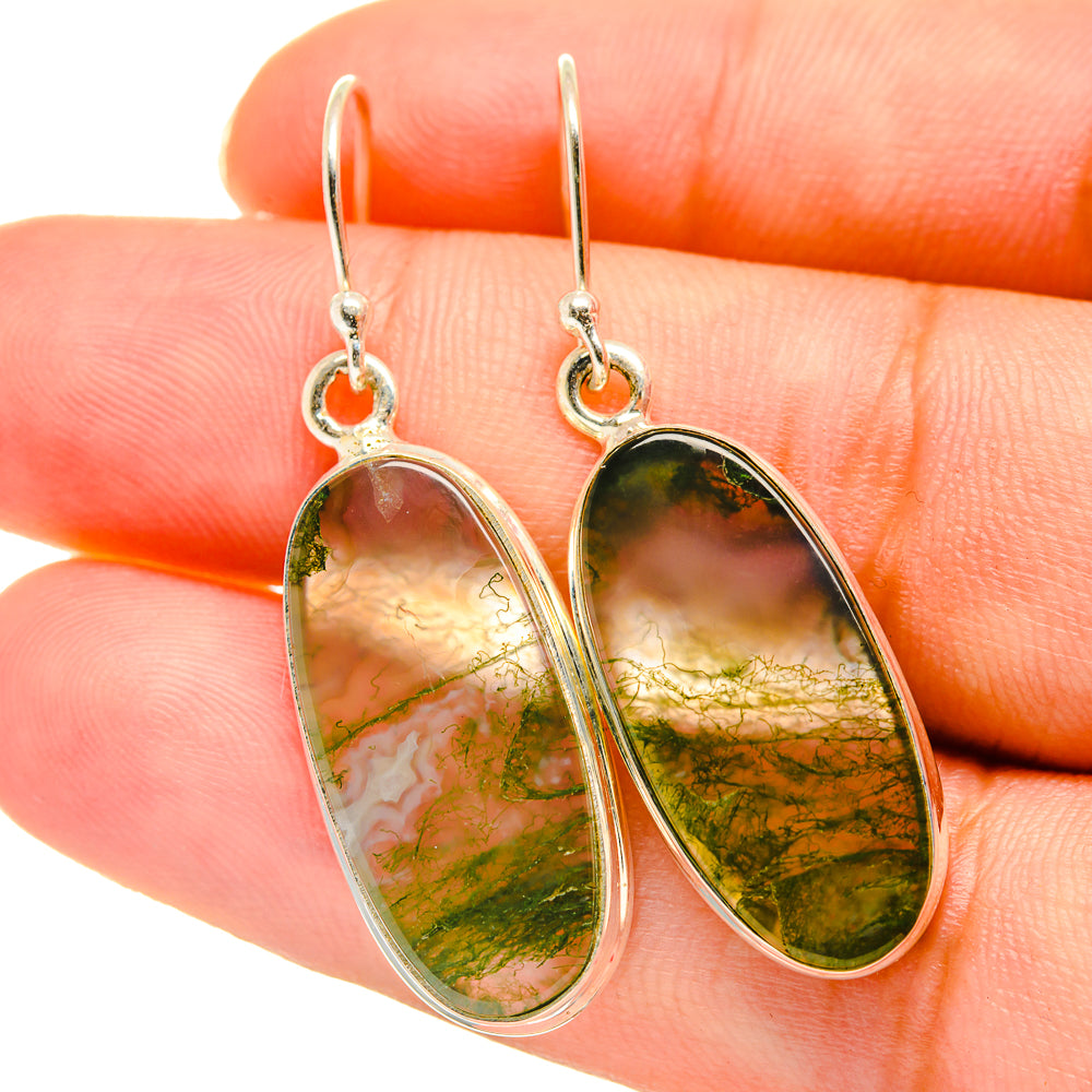 Green Moss Agate Earrings handcrafted by Anasilvercos - EARR417597