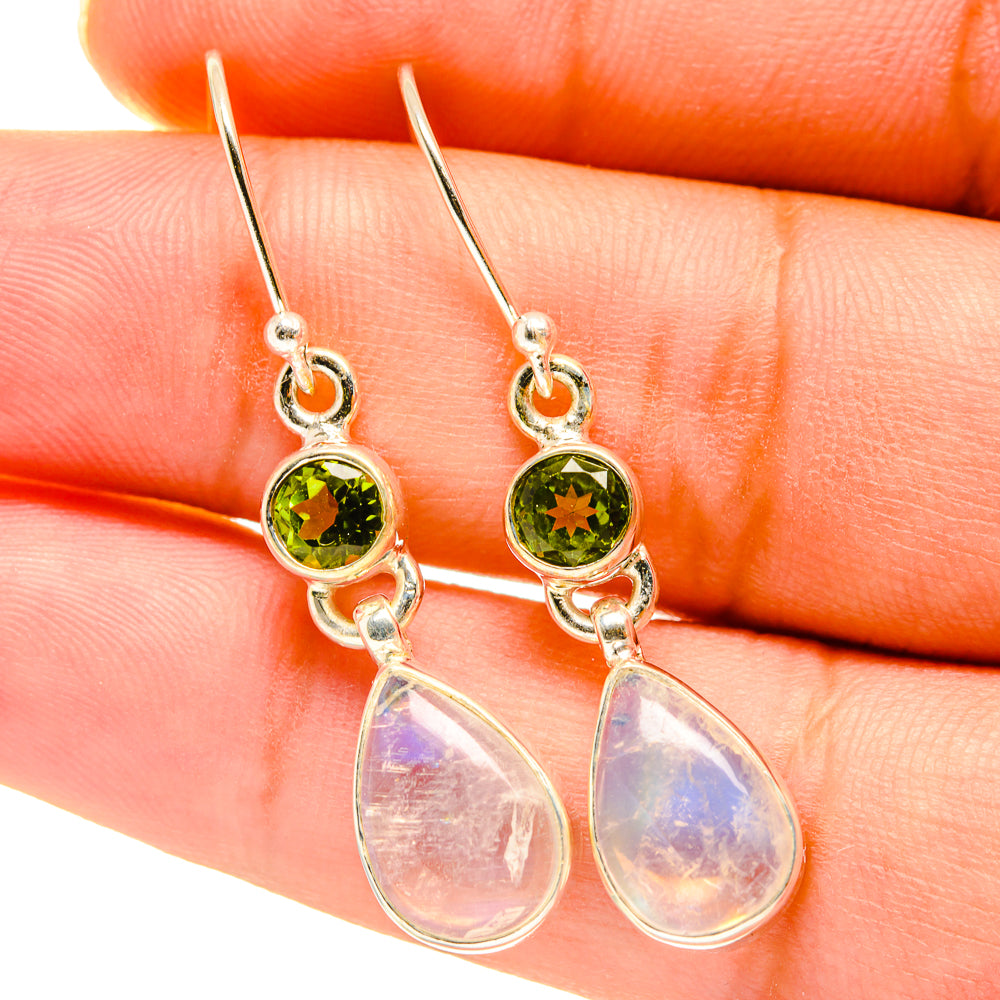 Rainbow Moonstone Earrings handcrafted by Anasilvercos - EARR417605