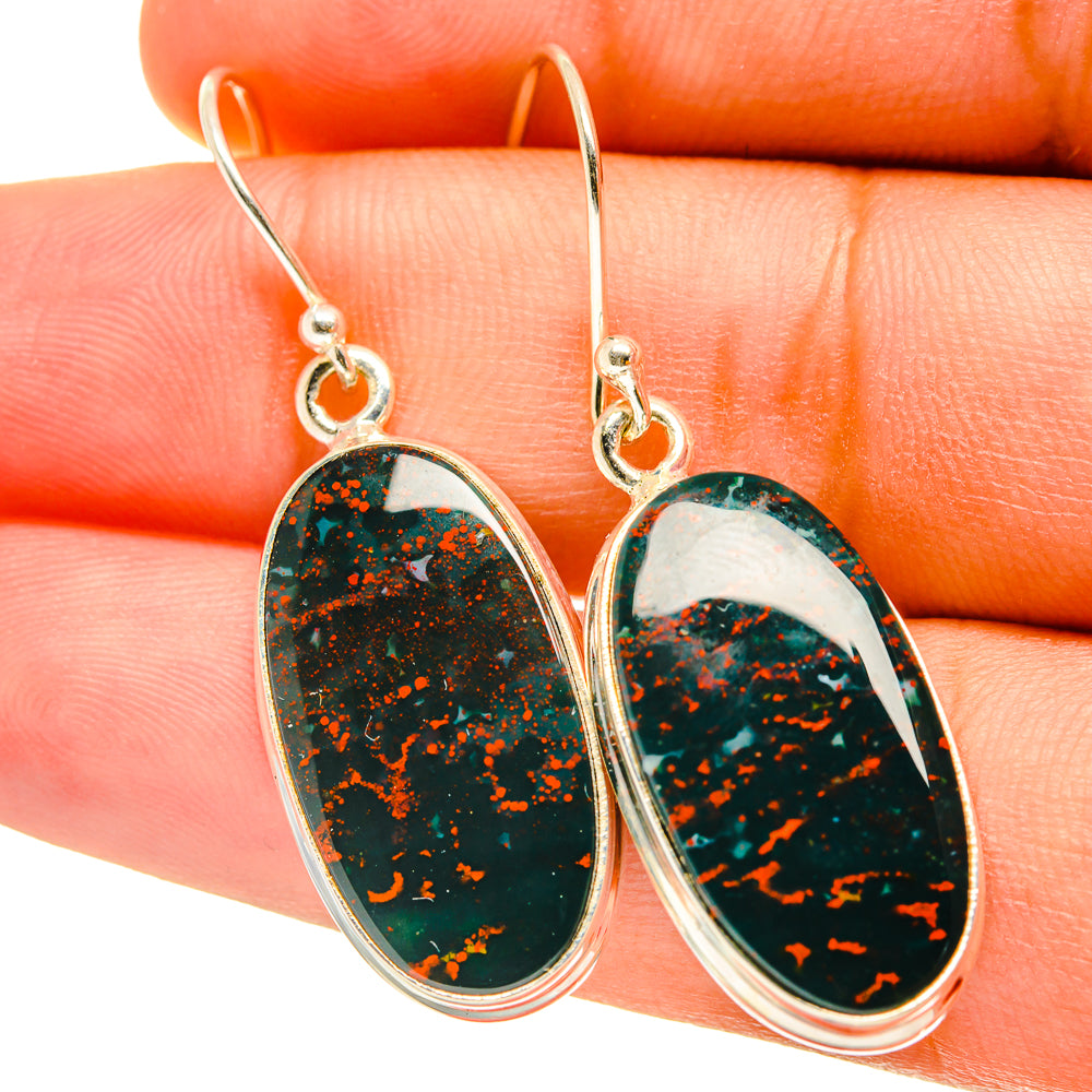 Bloodstone Earrings handcrafted by Anasilvercos - EARR417606