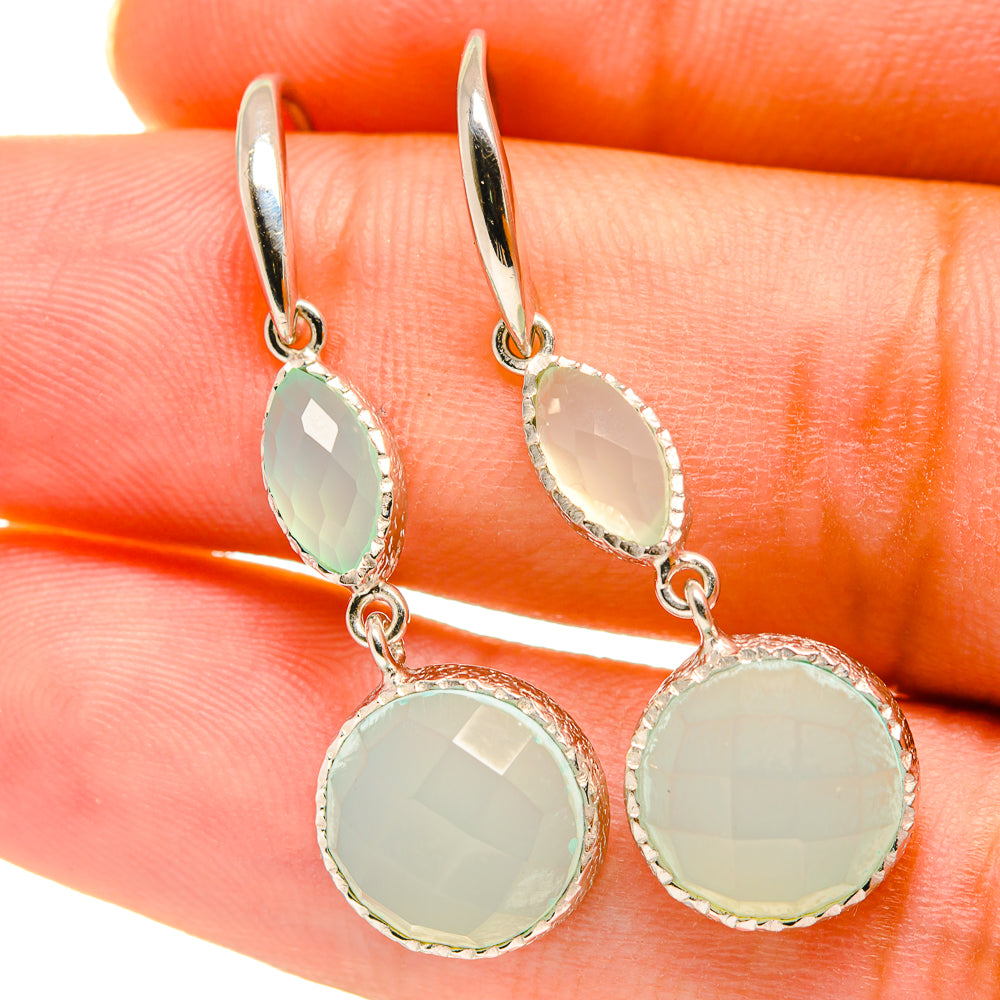 Aqua Chalcedony Earrings handcrafted by Anasilvercos - EARR417609