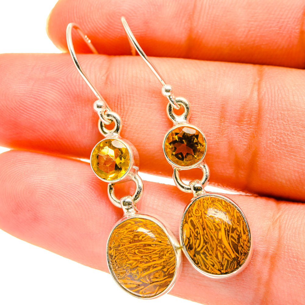 Palm Wood Jasper Earrings handcrafted by Anasilvercos - EARR417611