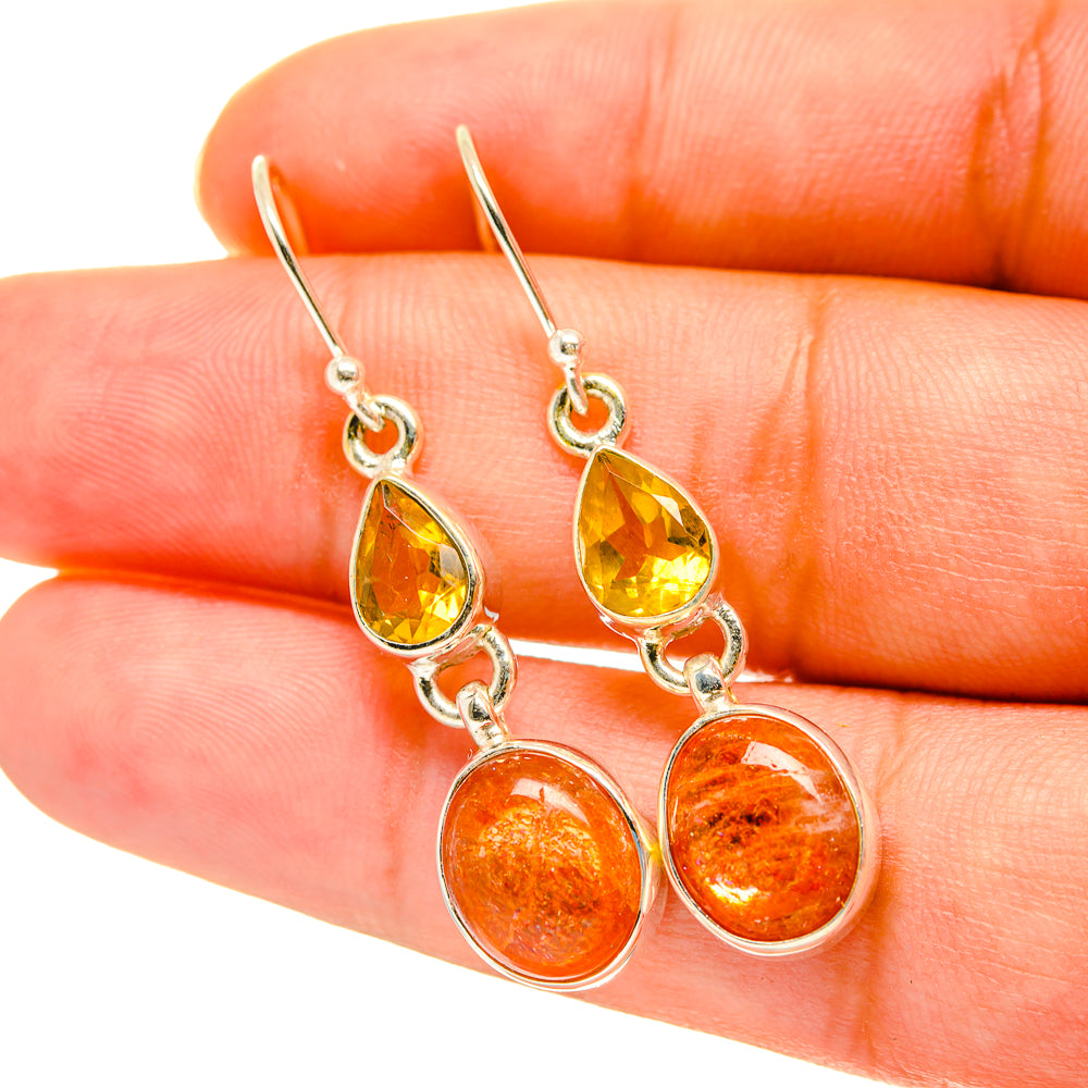 Sunstone Earrings handcrafted by Anasilvercos - EARR417615