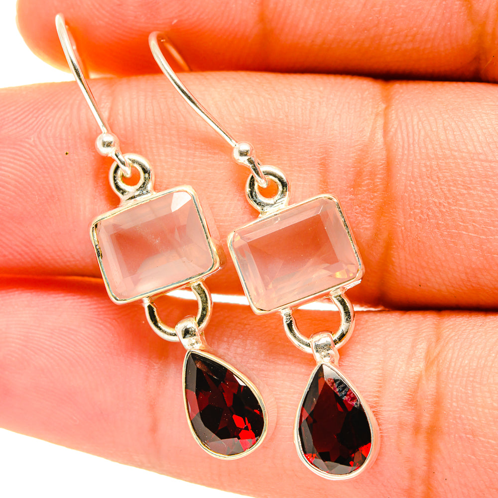 Rose Quartz Earrings handcrafted by Anasilvercos - EARR417617