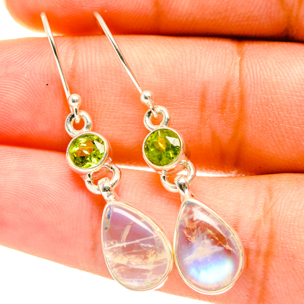 Rainbow Moonstone Earrings handcrafted by Anasilvercos - EARR417619