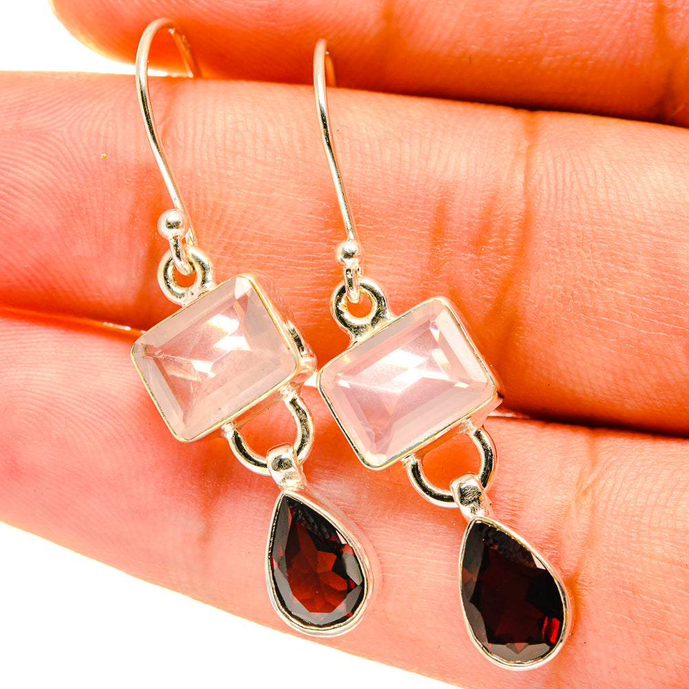 Rose Quartz Earrings handcrafted by Anasilvercos - EARR417621