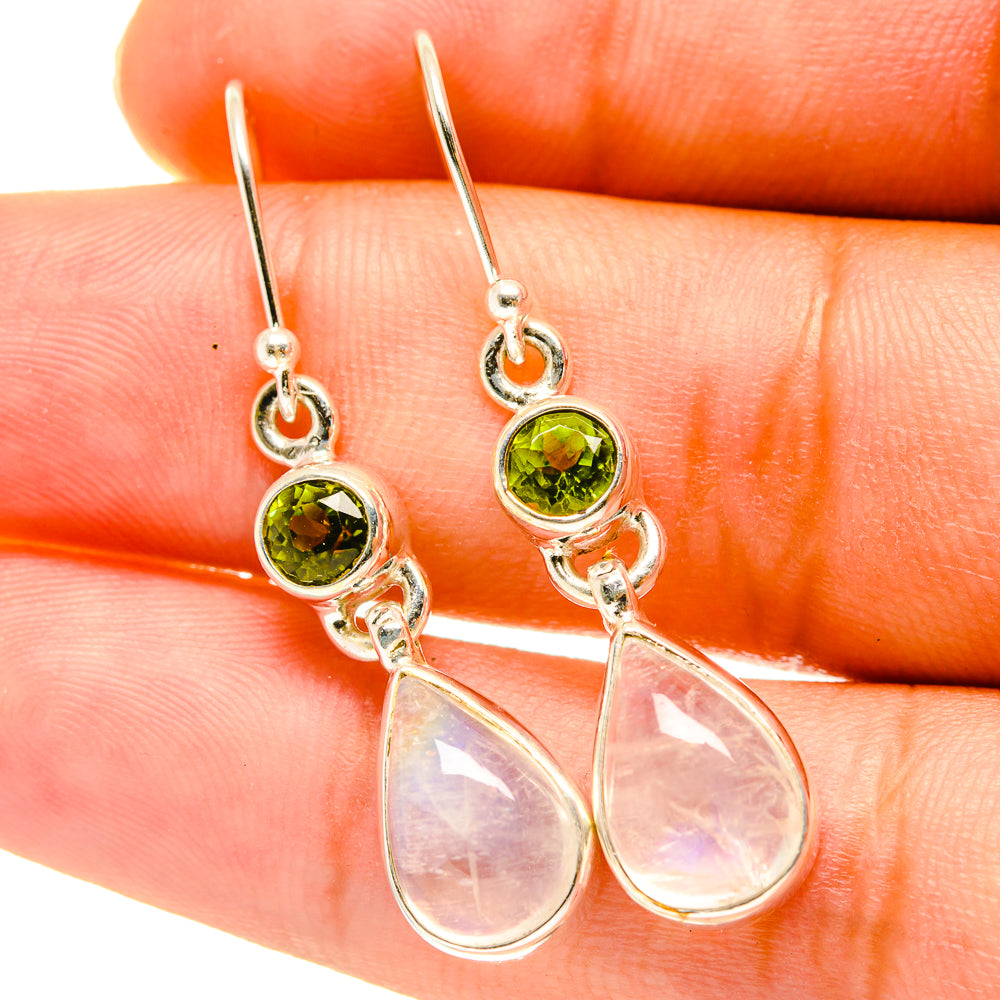 Rainbow Moonstone Earrings handcrafted by Anasilvercos - EARR417625