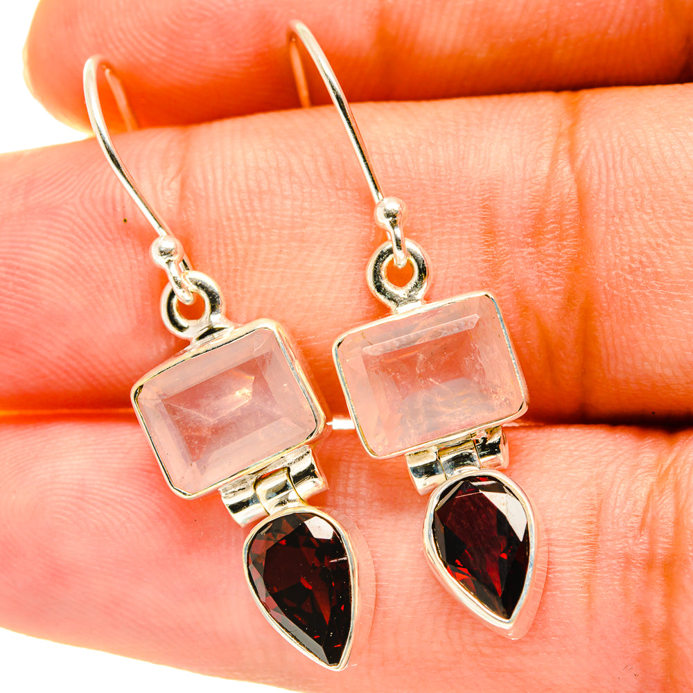 Rose Quartz Earrings handcrafted by Anasilvercos - EARR417627