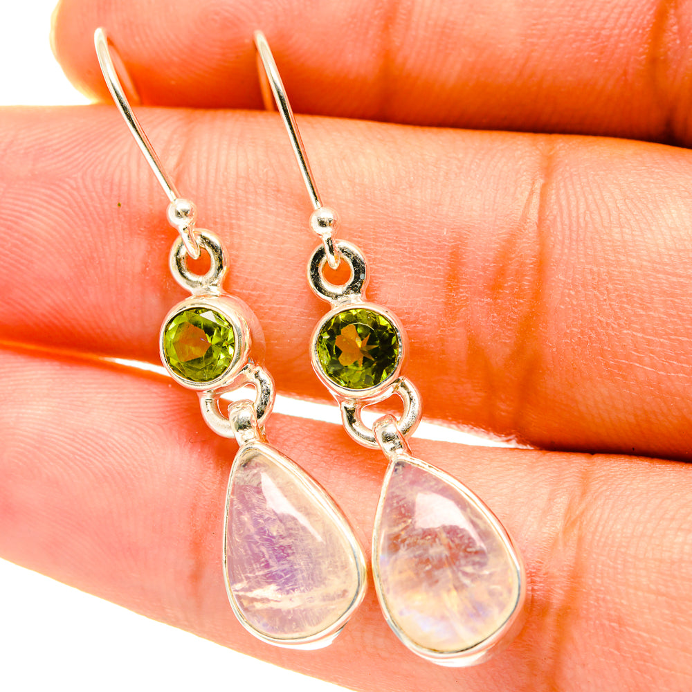 Rainbow Moonstone Earrings handcrafted by Anasilvercos - EARR417634