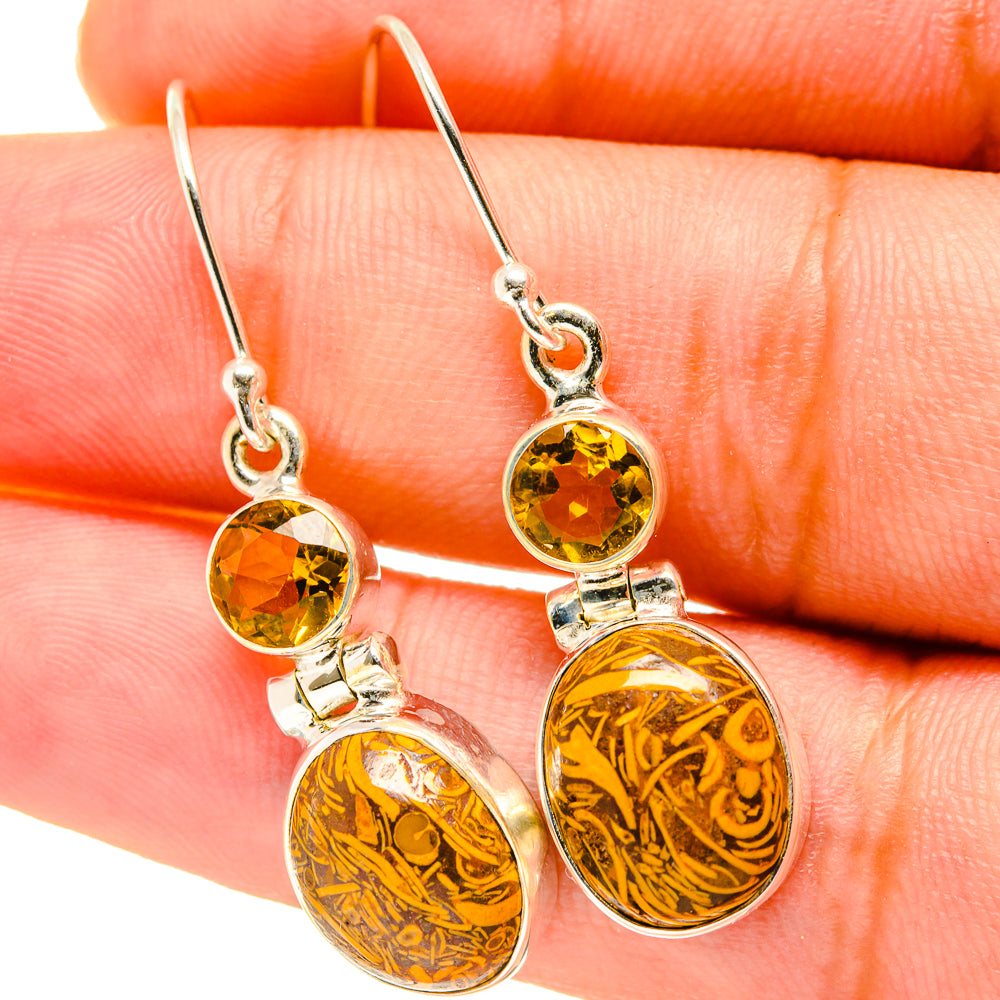 Palm Wood Jasper Earrings handcrafted by Anasilvercos - EARR417649