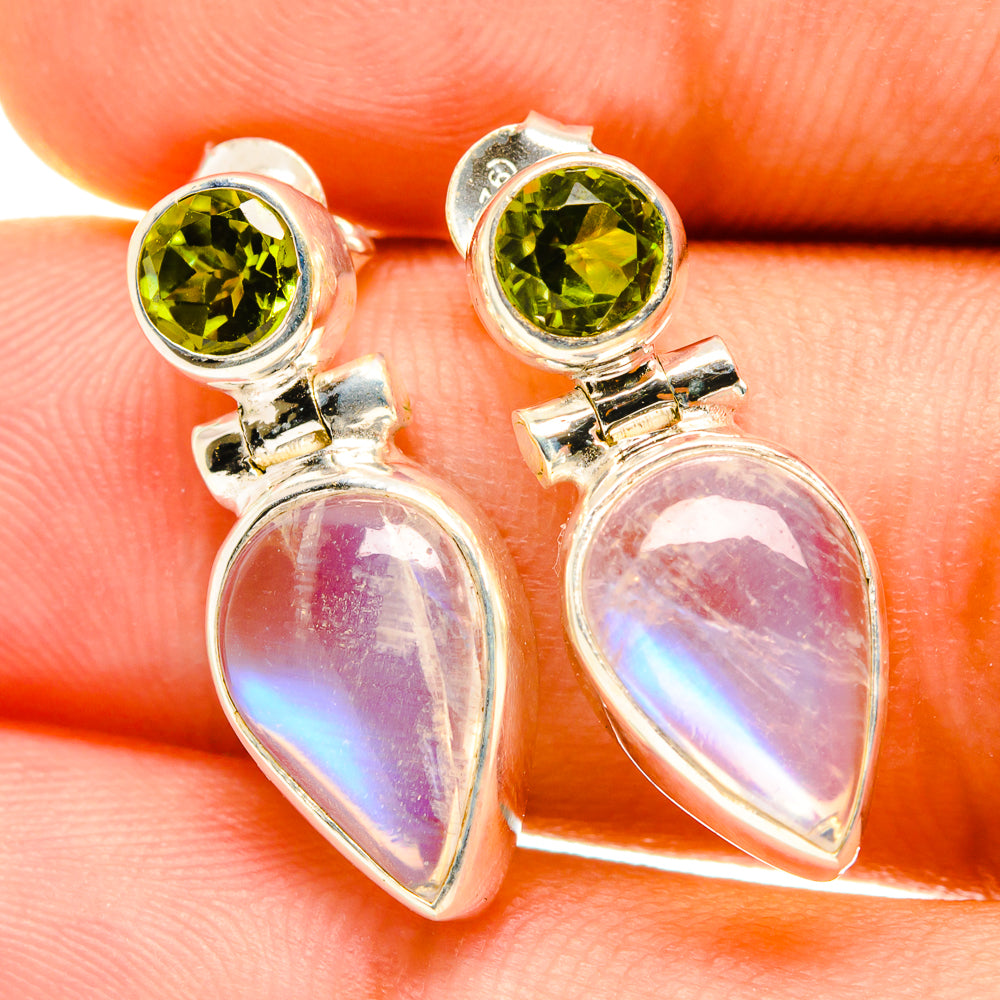 Rainbow Moonstone Earrings handcrafted by Anasilvercos - EARR417657