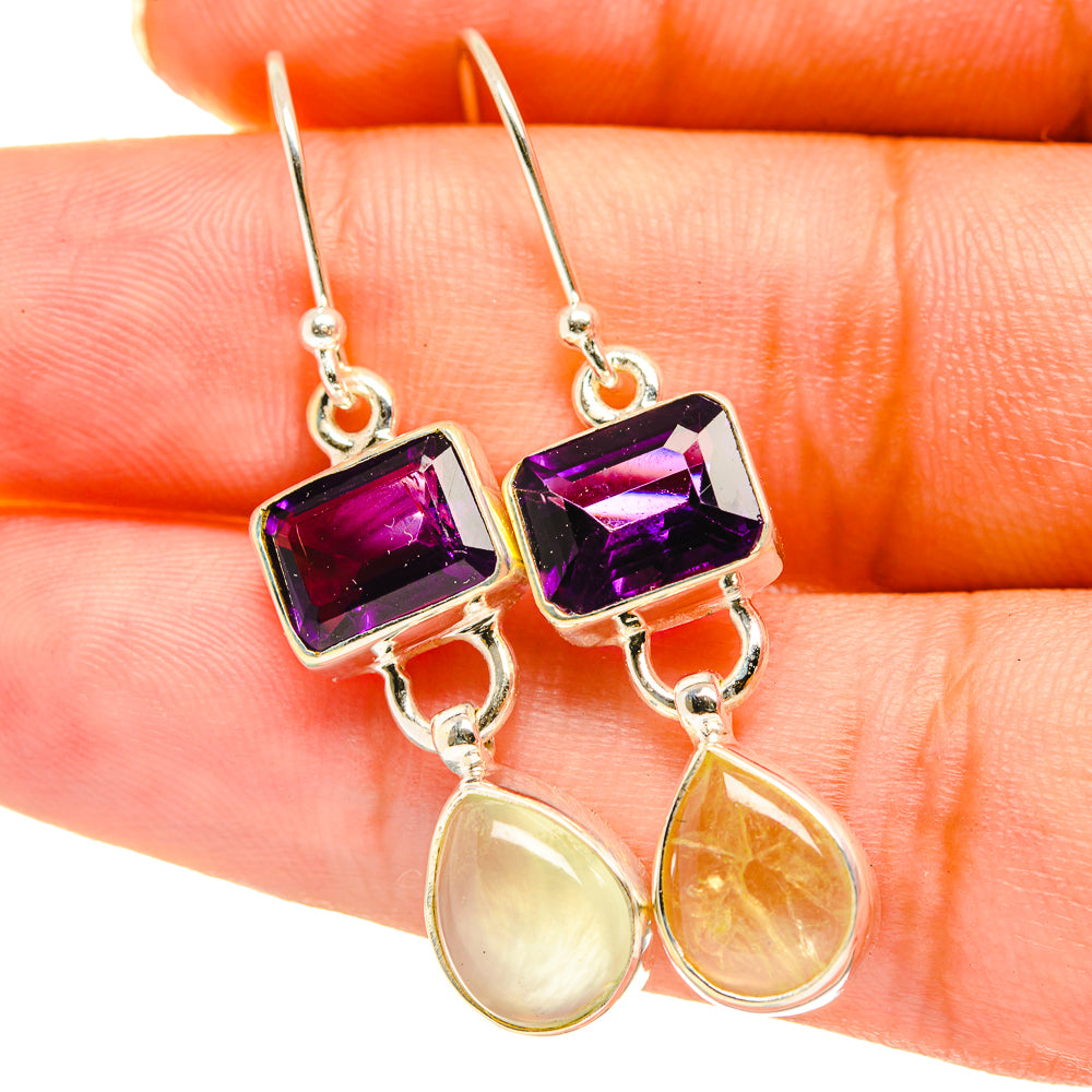 Amethyst, Prehnite Earrings handcrafted by Anasilvercos - EARR417679