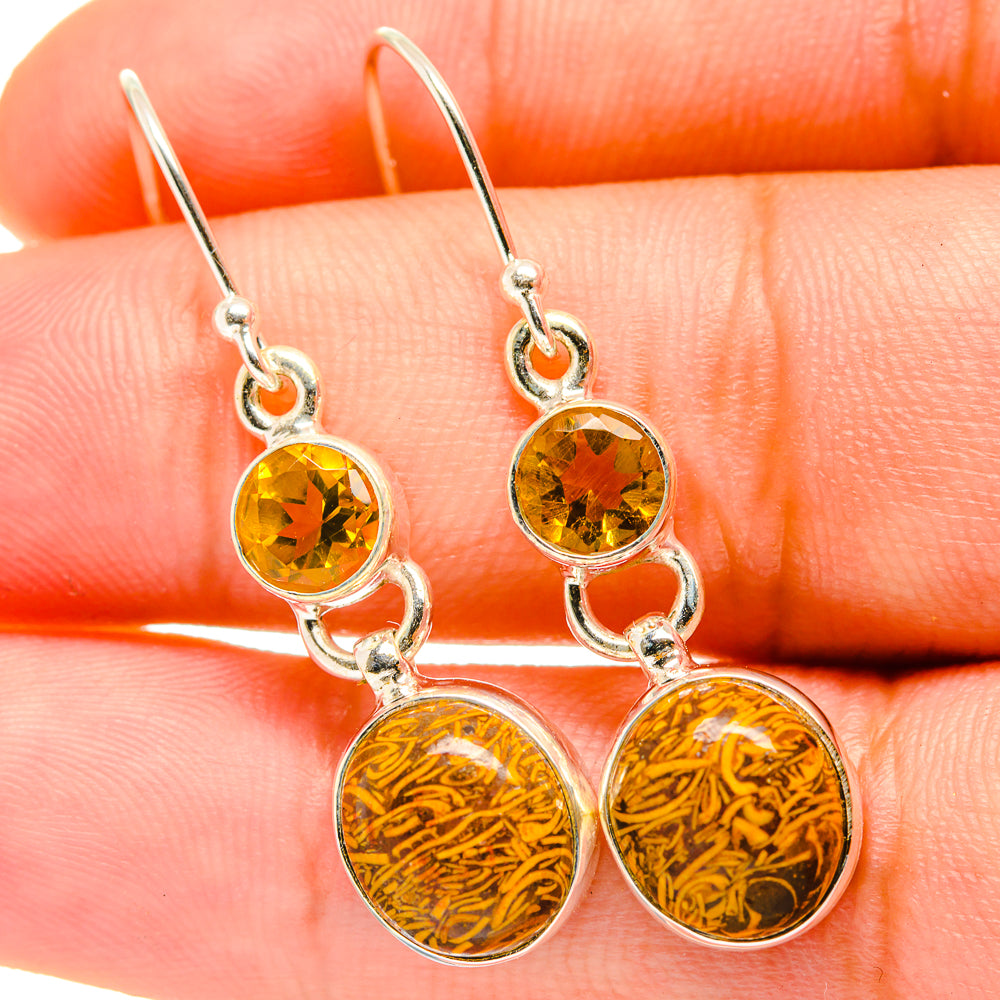 Coquina Jasper, Citrine Earrings handcrafted by Anasilvercos - EARR417684