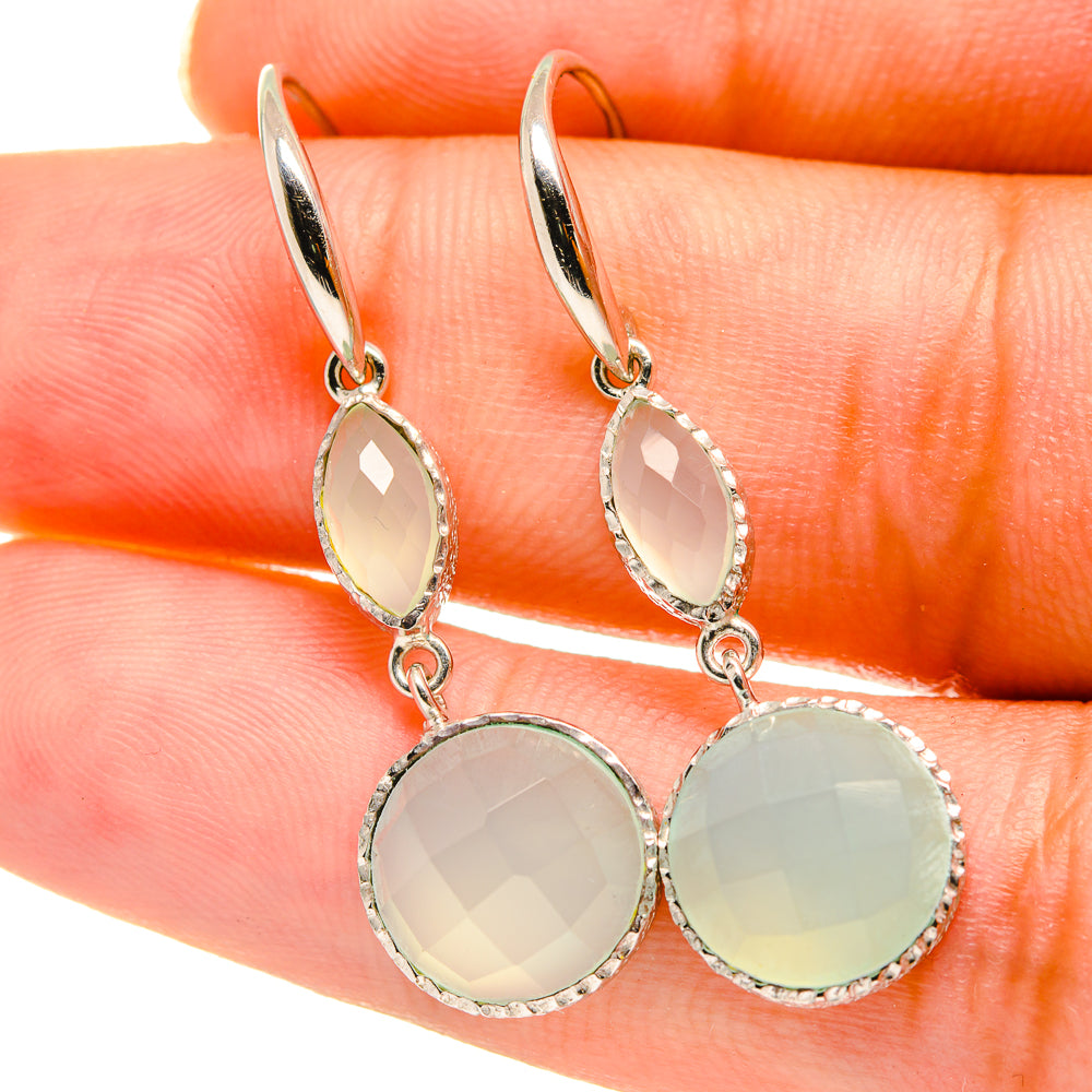 Aqua Chalcedony Earrings handcrafted by Anasilvercos - EARR417687
