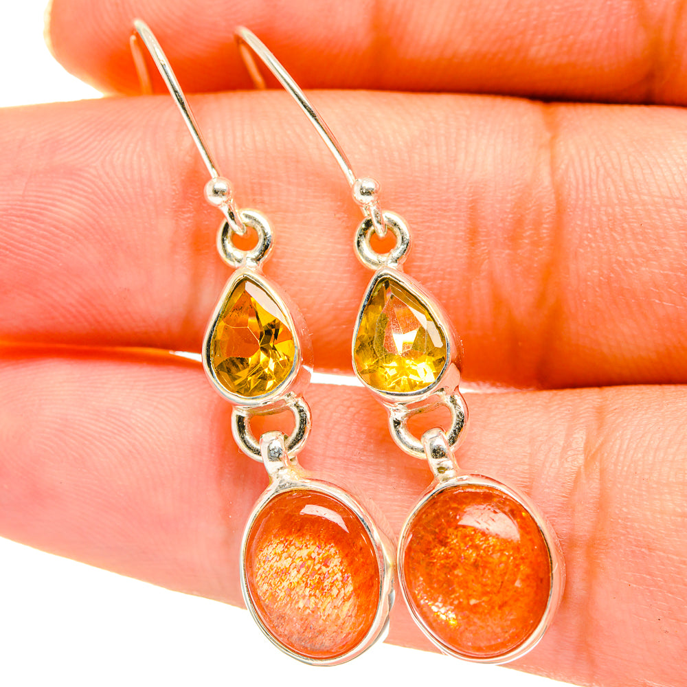 Sunstone, Citrine Earrings handcrafted by Anasilvercos - EARR417693