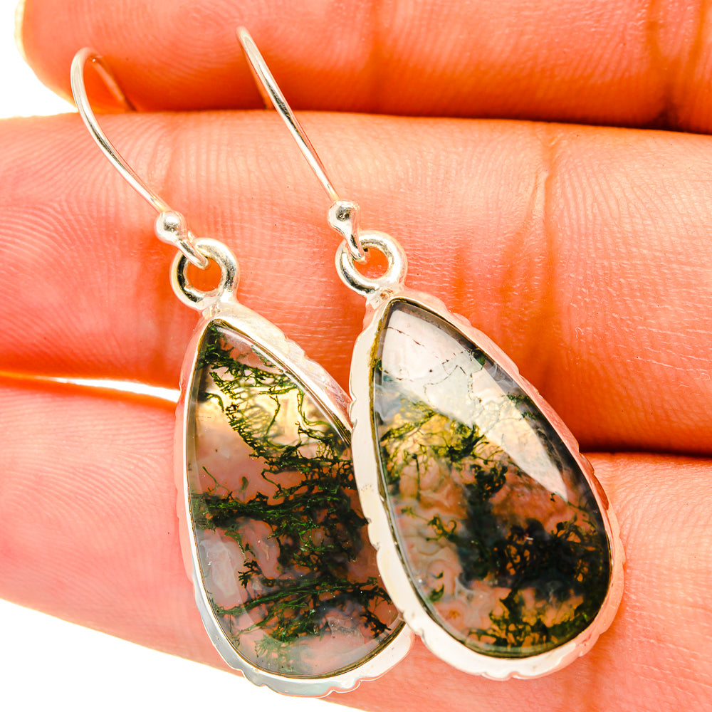Green Moss Agate Earrings handcrafted by Anasilvercos - EARR417720
