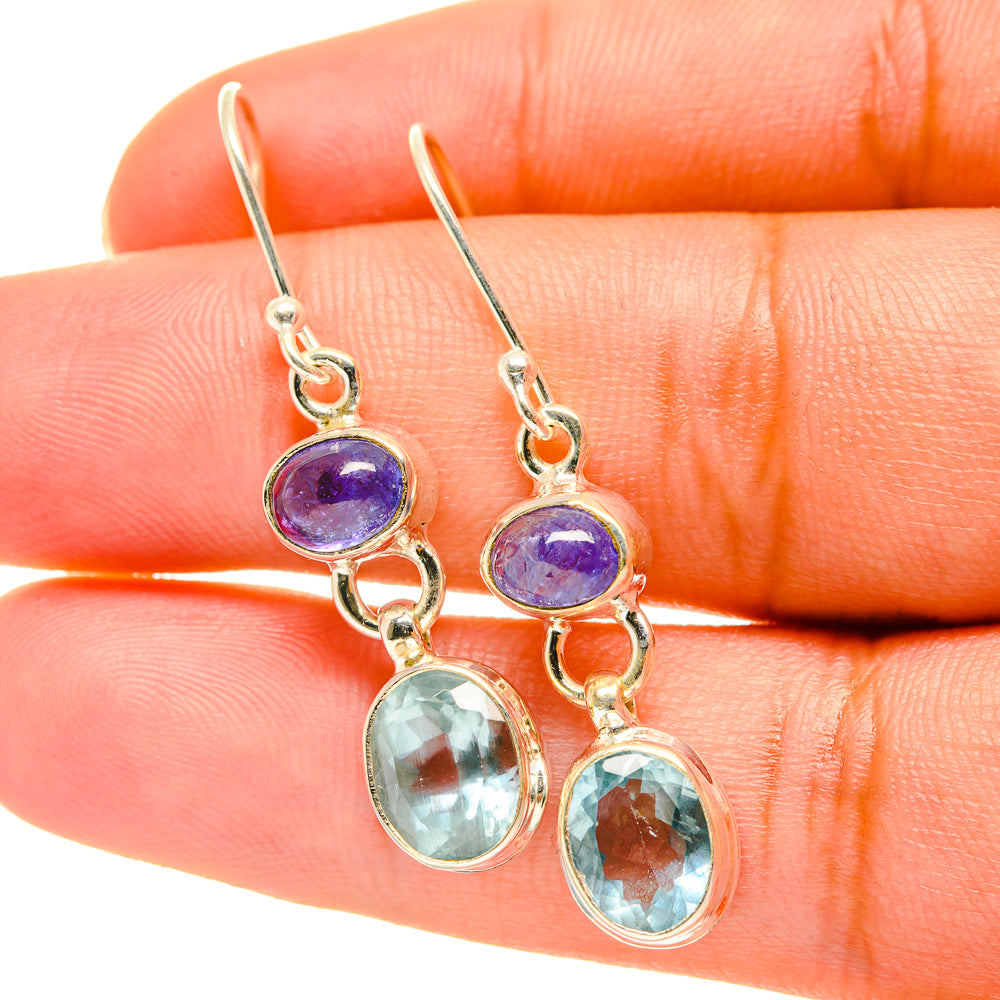 Blue Topaz, Tanzanite Earrings handcrafted by Anasilvercos - EARR417724