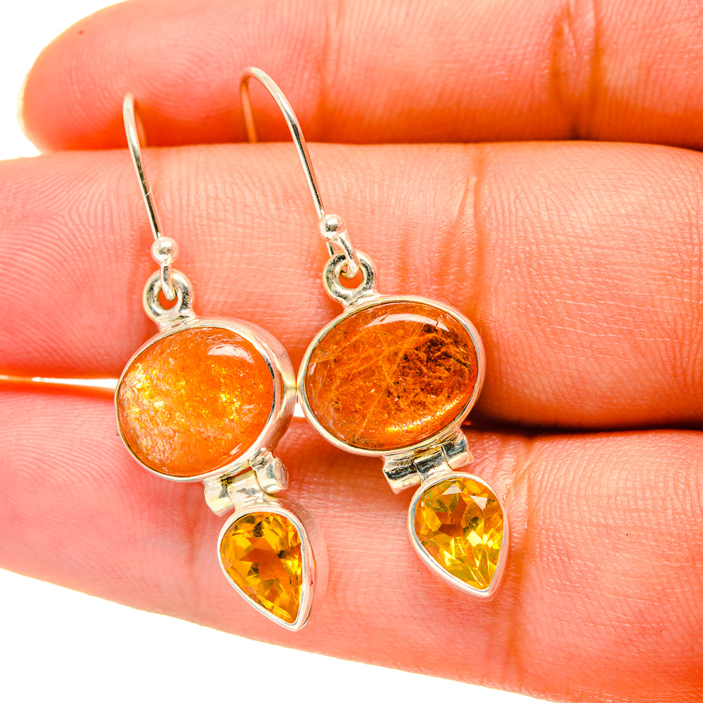 Sunstone, Citrine Earrings handcrafted by Anasilvercos - EARR417725