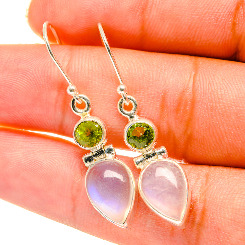 Rainbow Moonstone, Peridot Earrings handcrafted by Anasilvercos - EARR417737