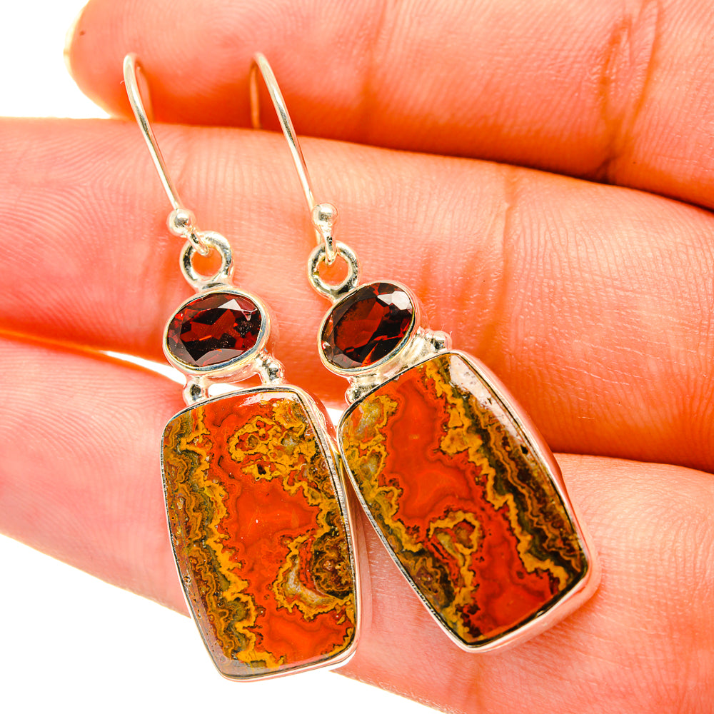 Moroccan Agate, Garnet Earrings handcrafted by Anasilvercos - EARR417747