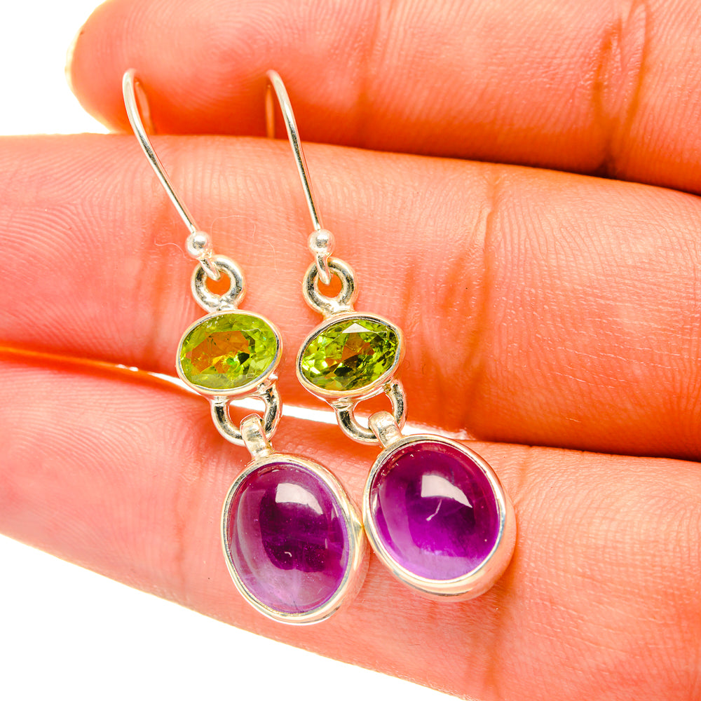 Amethyst, Peridot Earrings handcrafted by Anasilvercos - EARR417750