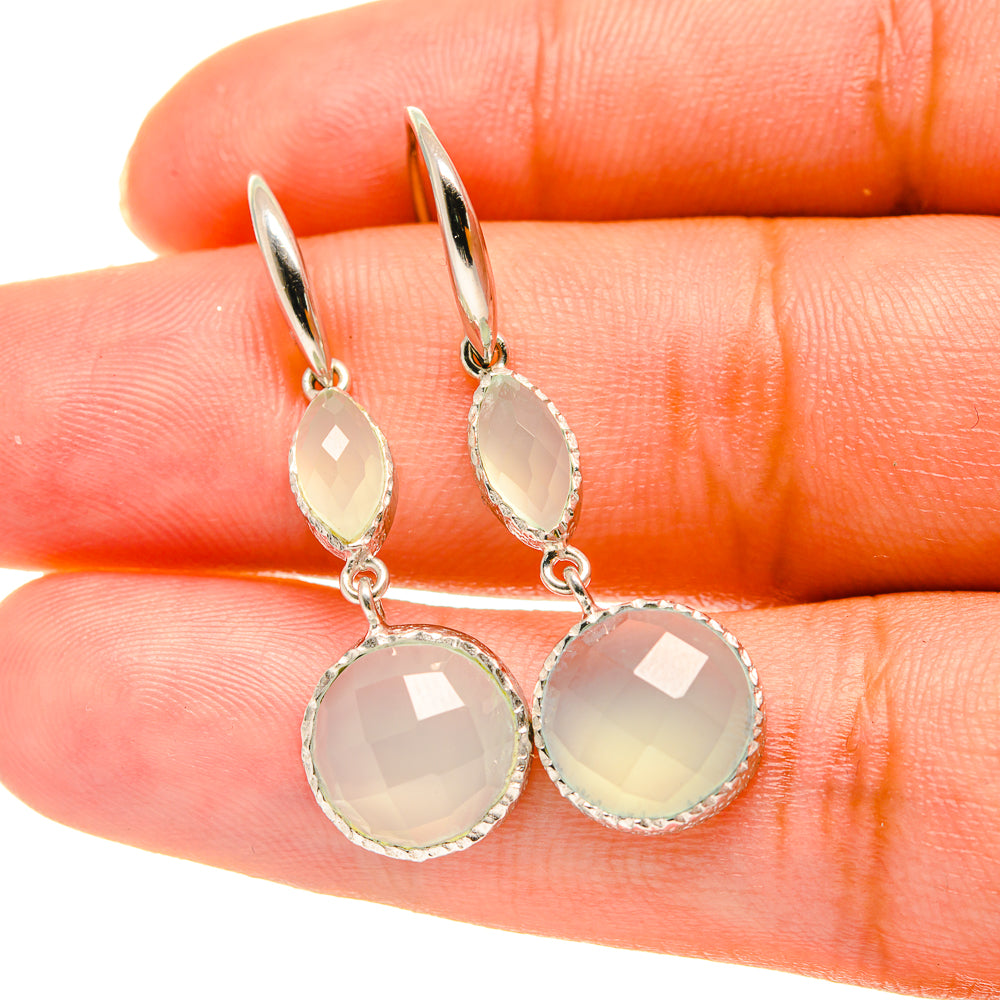 Aqua Chalcedony Earrings handcrafted by Anasilvercos - EARR417757